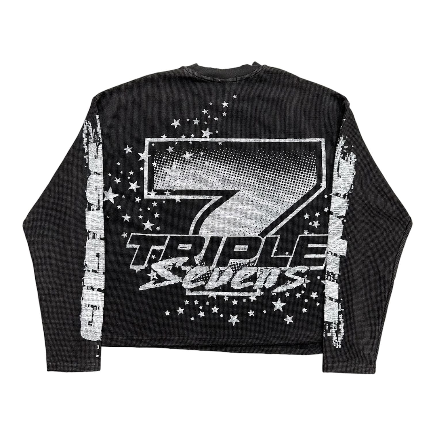 Triple 7's Surf Waffle Knit L/S Tee (Black)