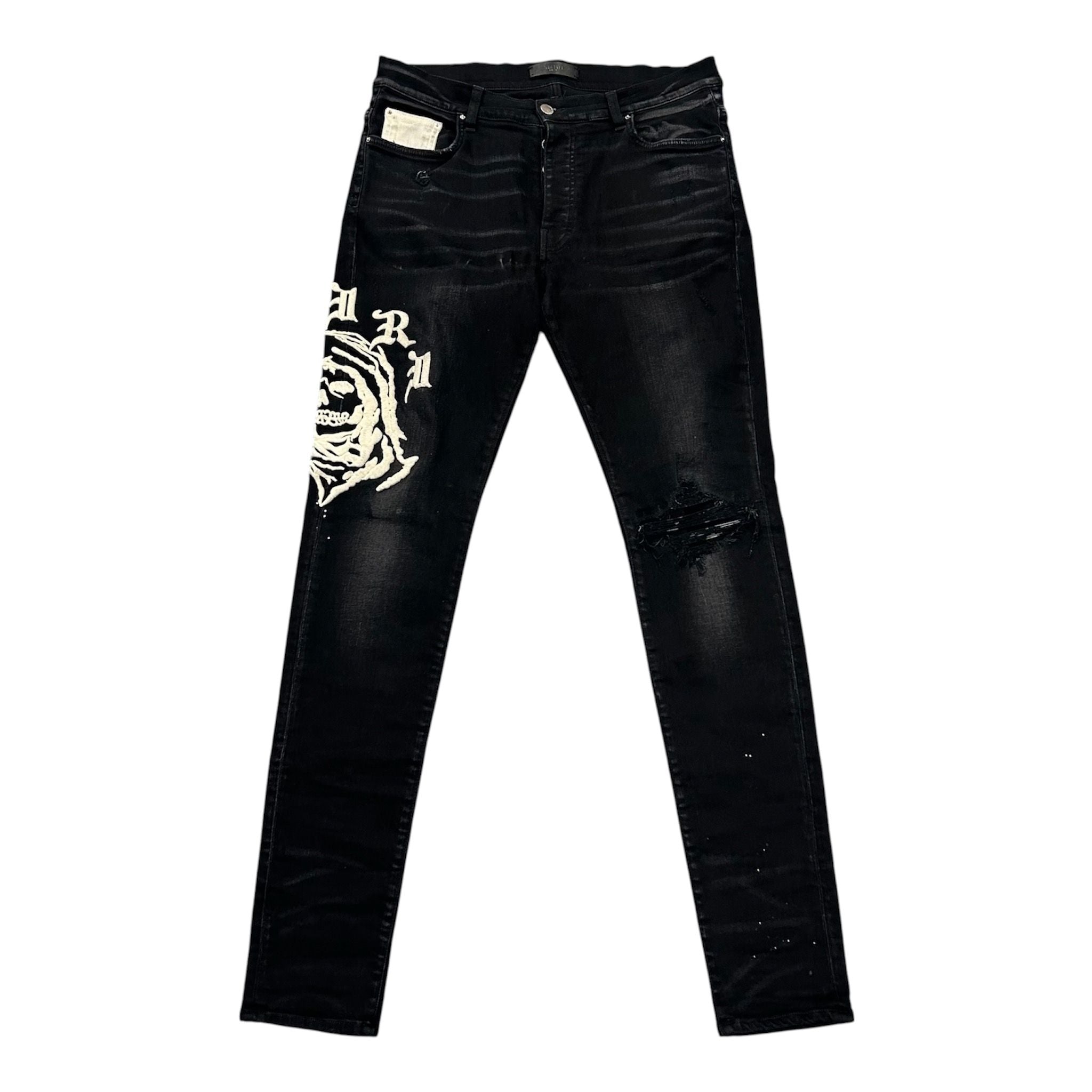 Amiri x Wes Lang Reaper Logo Jeans (Aged Black) - Preowned
