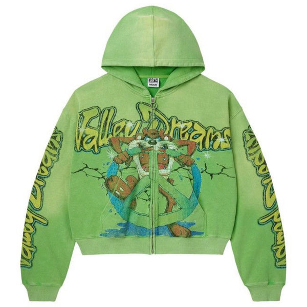 Vale Forever Taz Zip Up Hoodie (Lime) - Preowned
