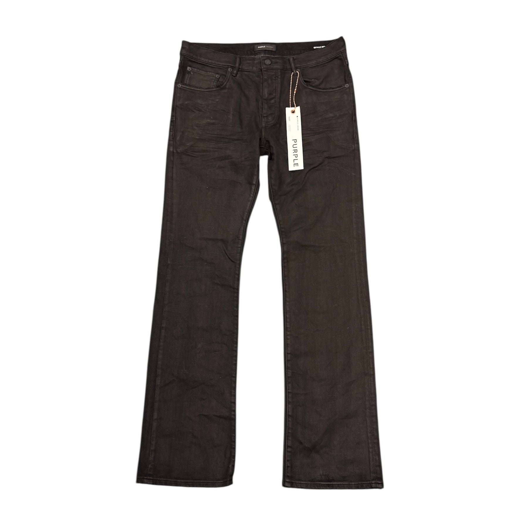 Purple Brand Waxed Flair Jean (Black) - Preowned