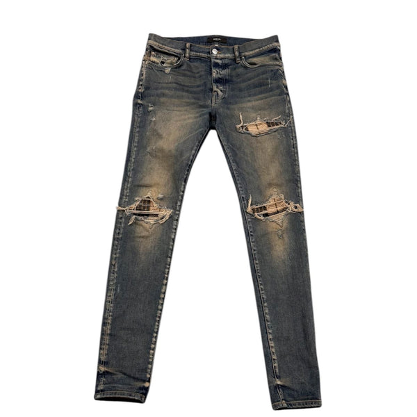Amiri Dark Indigo Plaid Patch MX1 Jeans (Washed) - Preowned