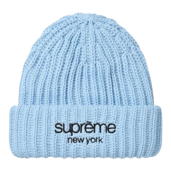 Supreme Classic Logo Chunky Ribbed Beanie (FW26) Light Blue