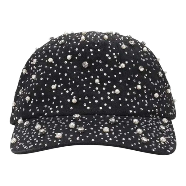 Birth of Royal Child Pearl & Rhinestone Baseball Cap Black - Preowned
