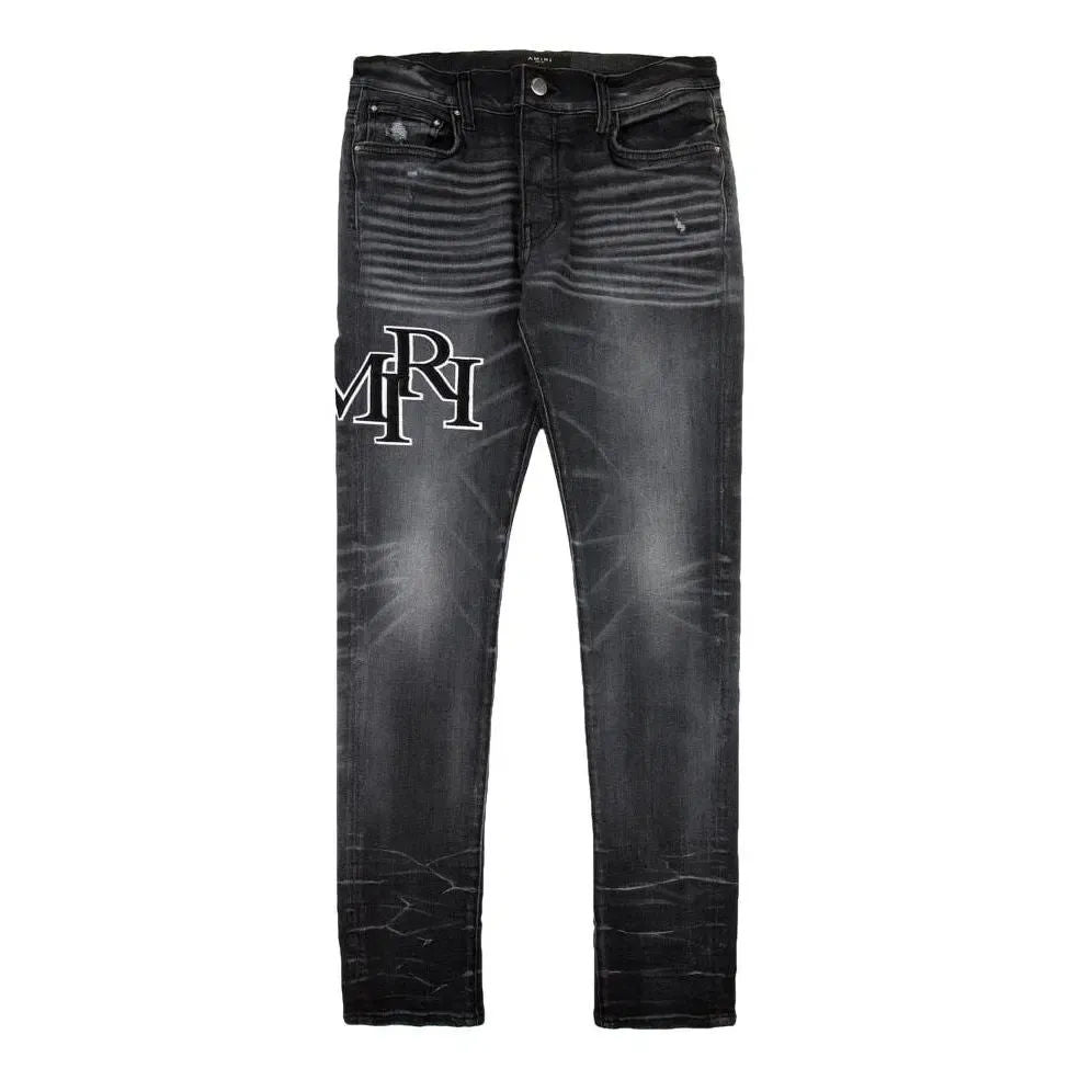 Amiri Embroidered Logo Jean (Washed Black) - Preowned