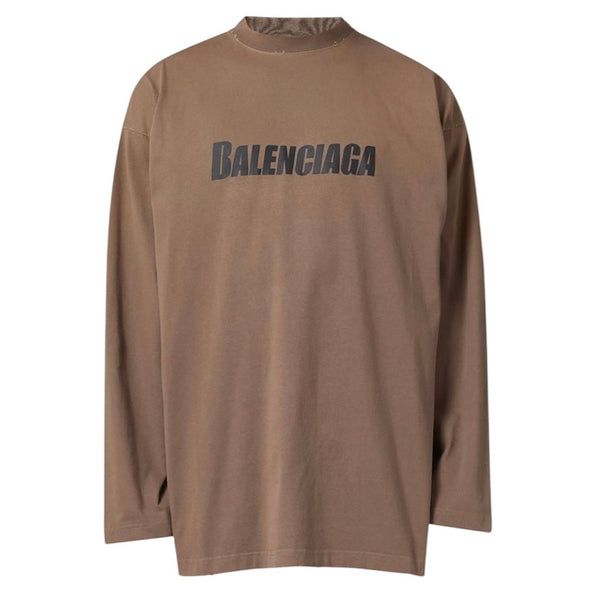 Balenciaga Taupe Logo LS Tee (Brown)