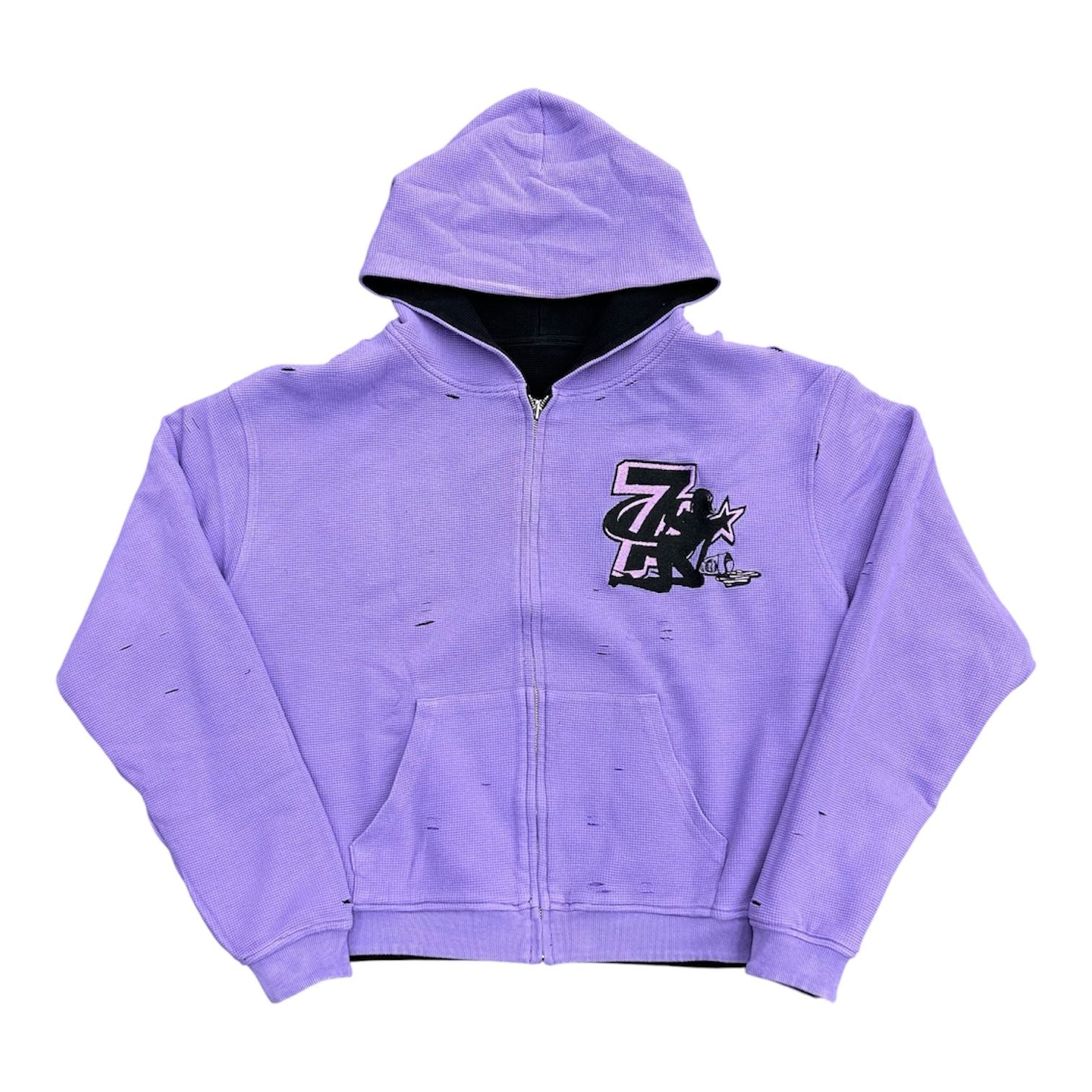 Triple 7's Trap Reversible Zip Up Hoodie (Black)