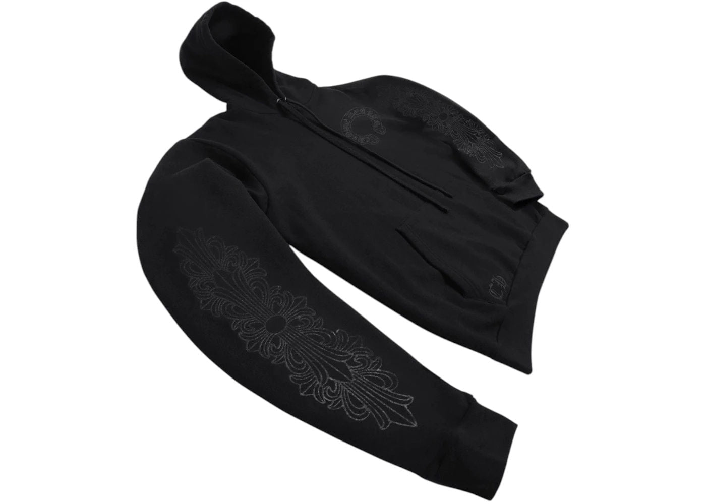 Chrome Hearts Black Pullover Horseshoe Floral Hoodie Black