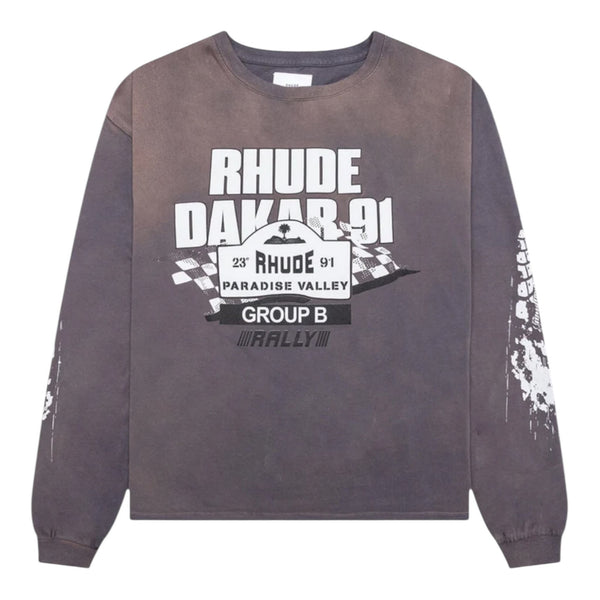 Rhude Dakar-91 Long Sleeve Tee (Vintage Grey)