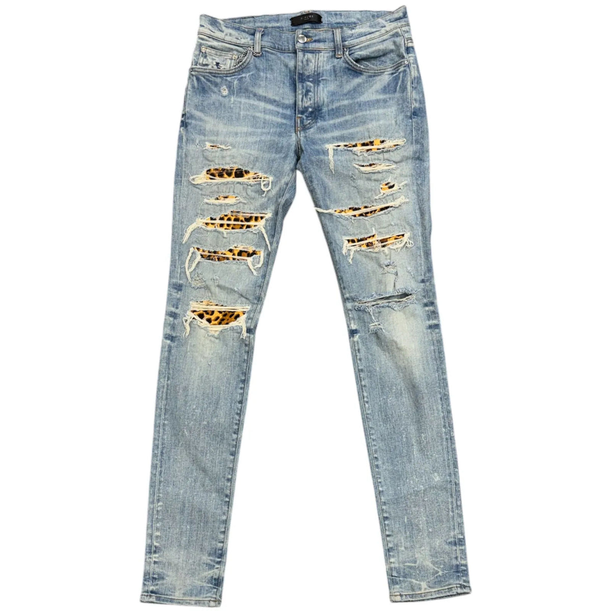 Amiri Leopard Thrasher Jean (Clay Indigo) - Preowned