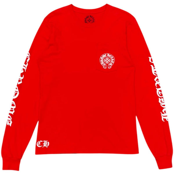 Chrome Hearts Scroll Logo L/S Tee (Red) - Preowned