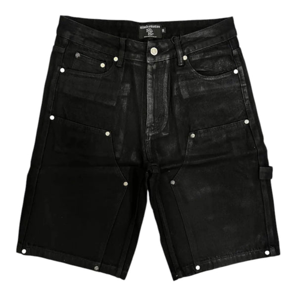 Mixed Emotion Worker Wax Shorts (Black) - Preowned