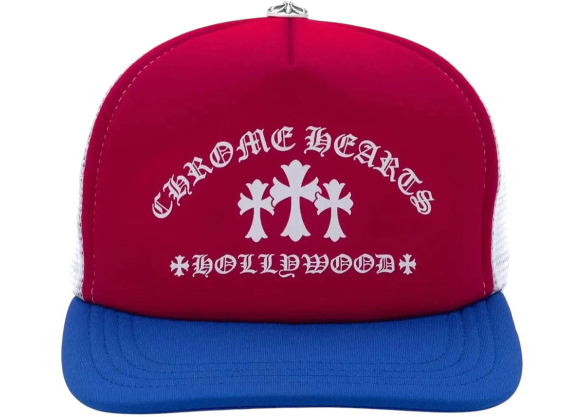Chrome Hearts Cemetery Cross Hollywood Trucker Hat Red/White/Blue