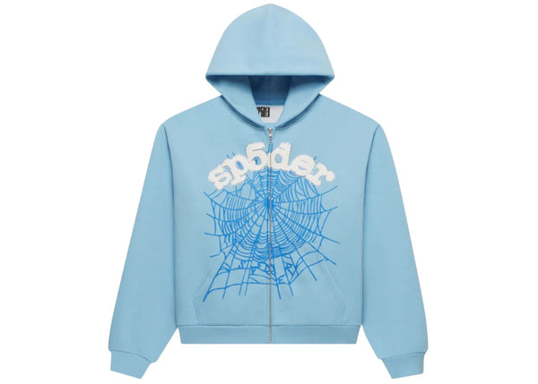 Sp5der OG Web Zip Up Hoodie (SS26) (Sky Blue)