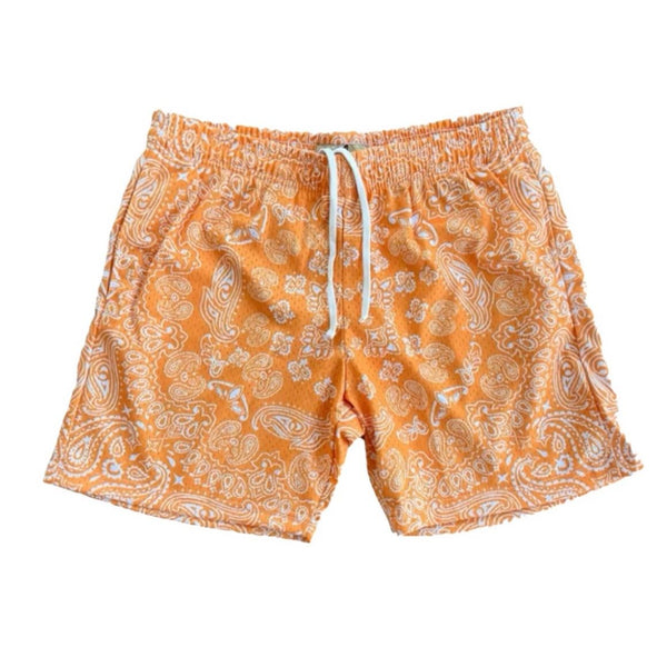 Azva Paisley Mesh Shorts (Orange)