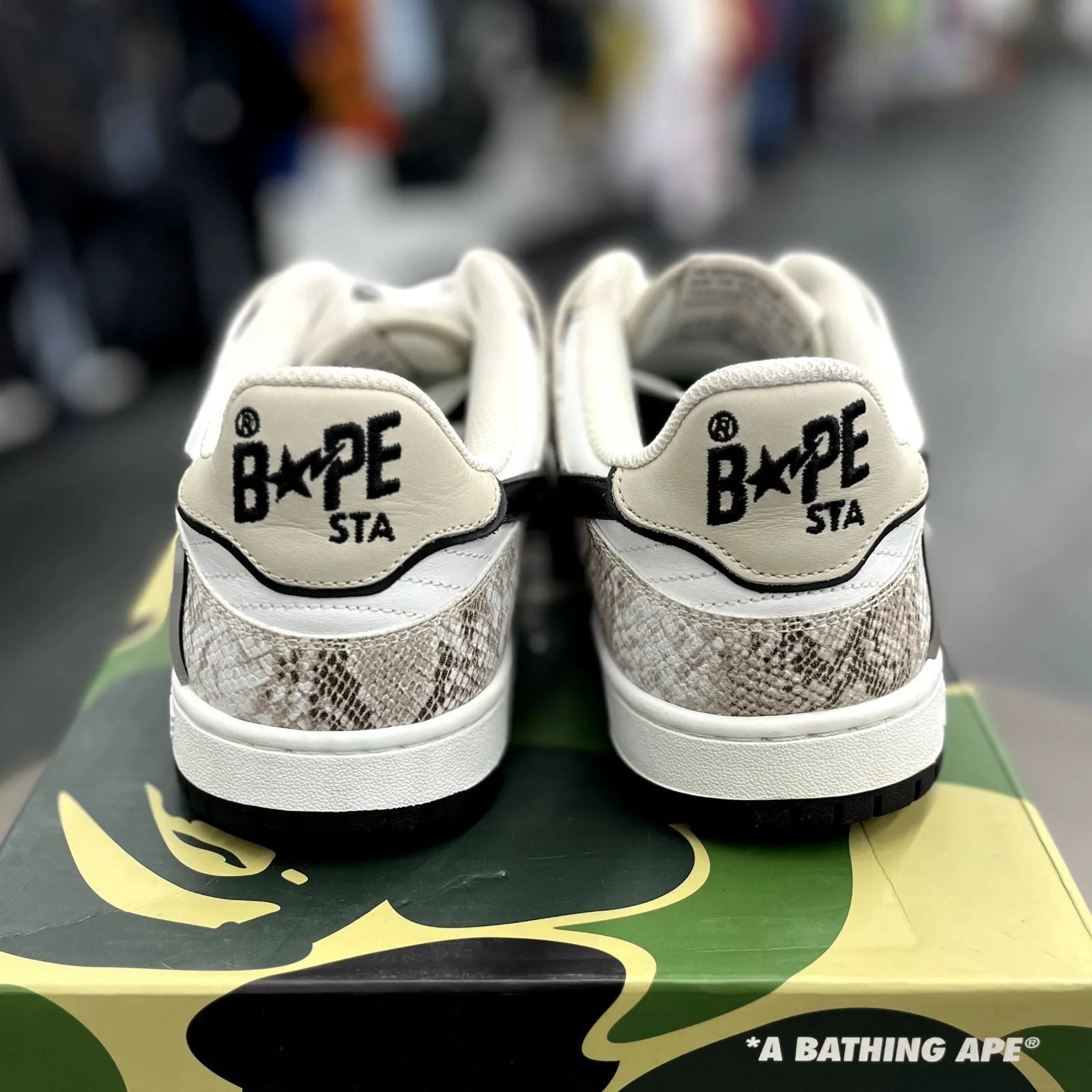 A Bathing Ape Sk8 Sta #1 Beige Snakeskin - Preowned