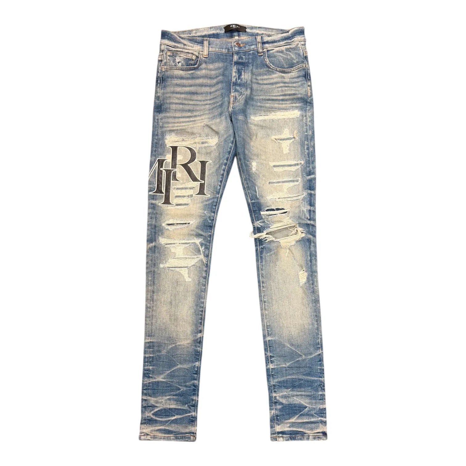 Amiri Vintage Indigo Staggered Logo Jeans (Deep Class) - Preowned
