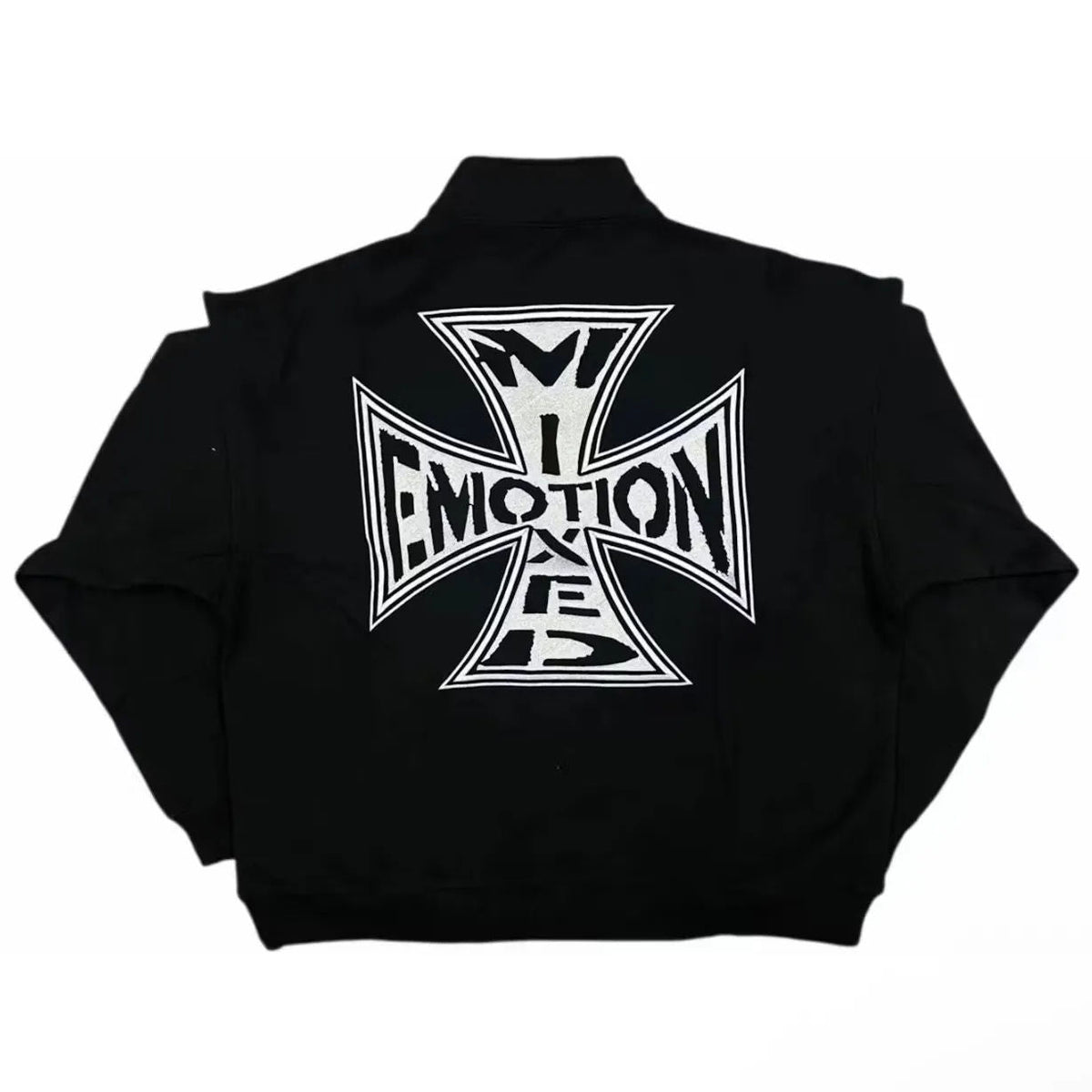 Mixed Emotion Quarter Zip Up Jacket (Black) - Preowned