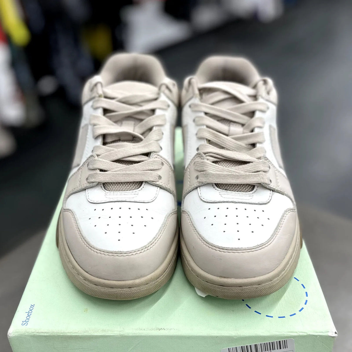 OFF-WHITE Out Of Office OOO Low Tops (White Tan) - Preowned