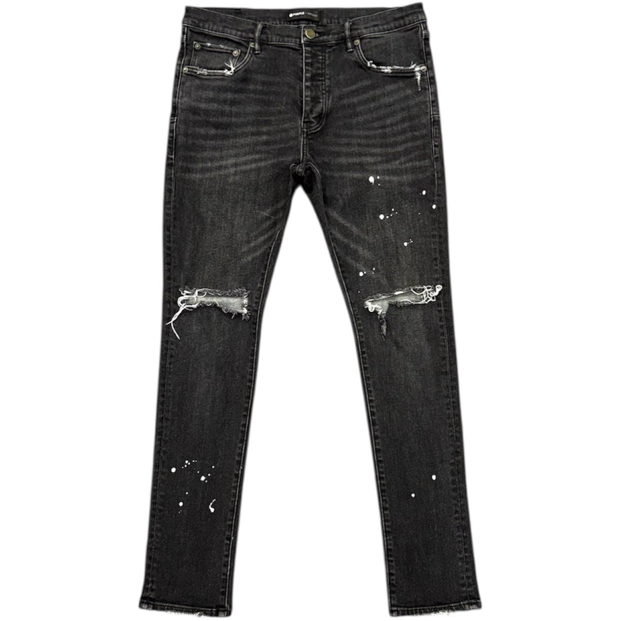 Purple Brand P001 Denim Jeans (Black Wash Knee Blowout) - Preowned