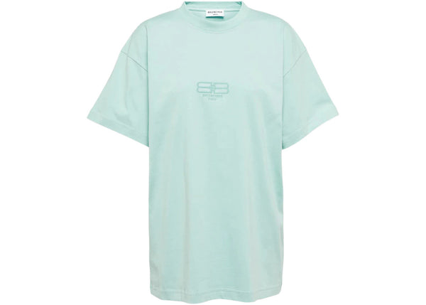 Balenciaga BB Paris Icon Cotton T-Shirt Aqua Green