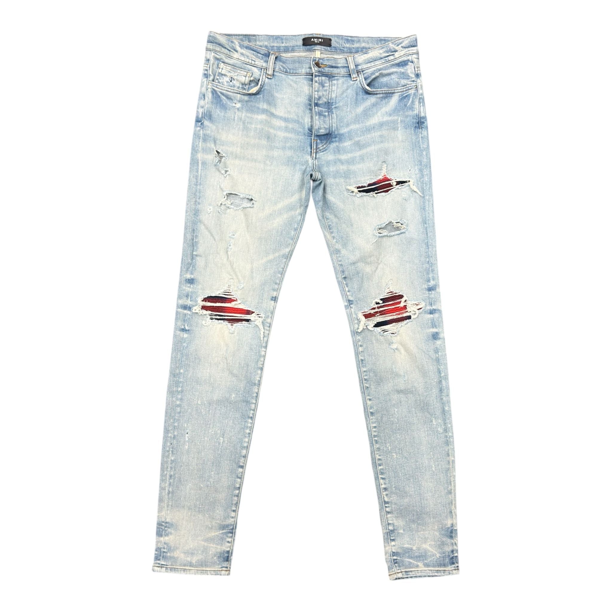 Amiri Mx1 Red Plaid Denim (Blue) - Preowned