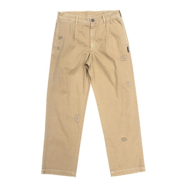 Palm Angels Ripped Herringbone Pant (Biege)