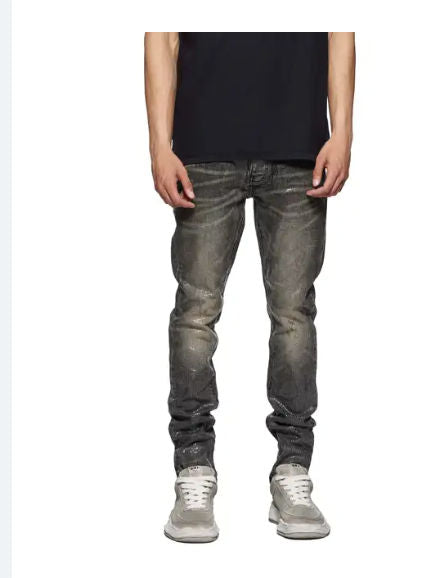 Purple Brand Tiled Overlay Shimmery Skinny Jeans (Black)
