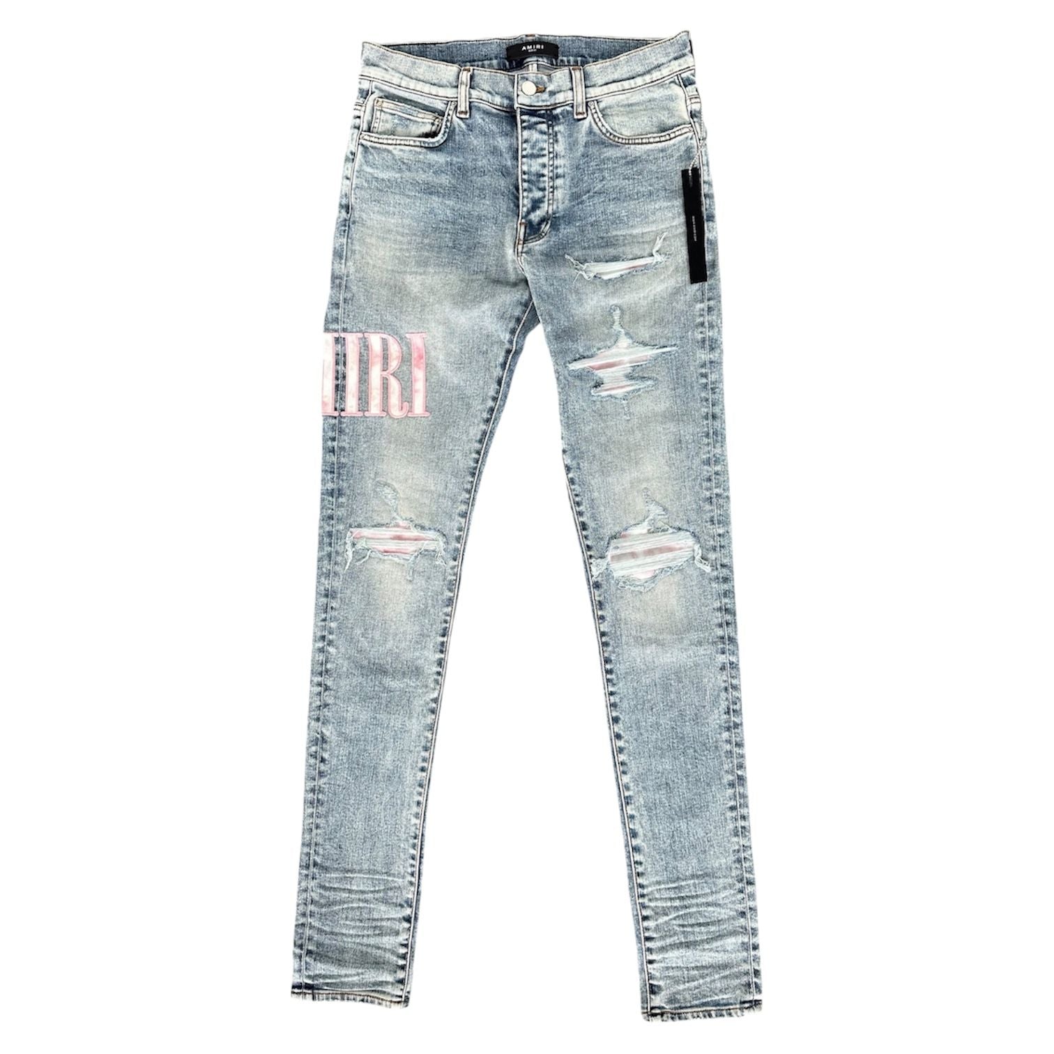 Amiri Stone Indigo Pink Tie-Dye Core Applique Logo Jeans - Preowned