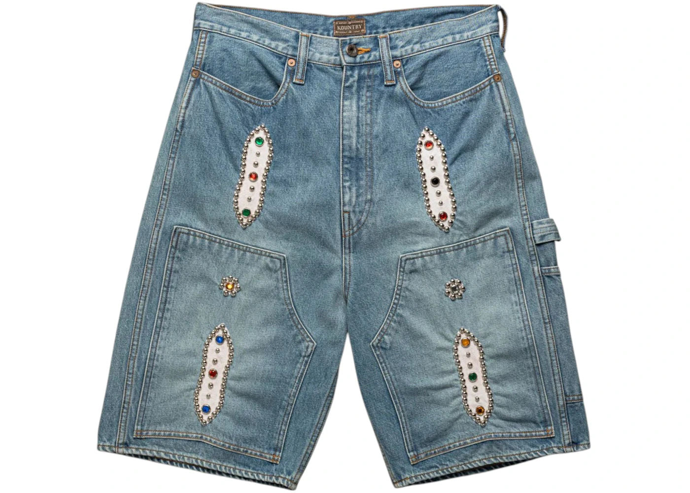 Kapital 14oz Denim Studs Remake Shorts (Light Indigo) - Preowned