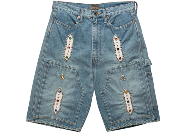 Kapital 14oz Denim Studs Remake Shorts (Light Indigo) - Preowned