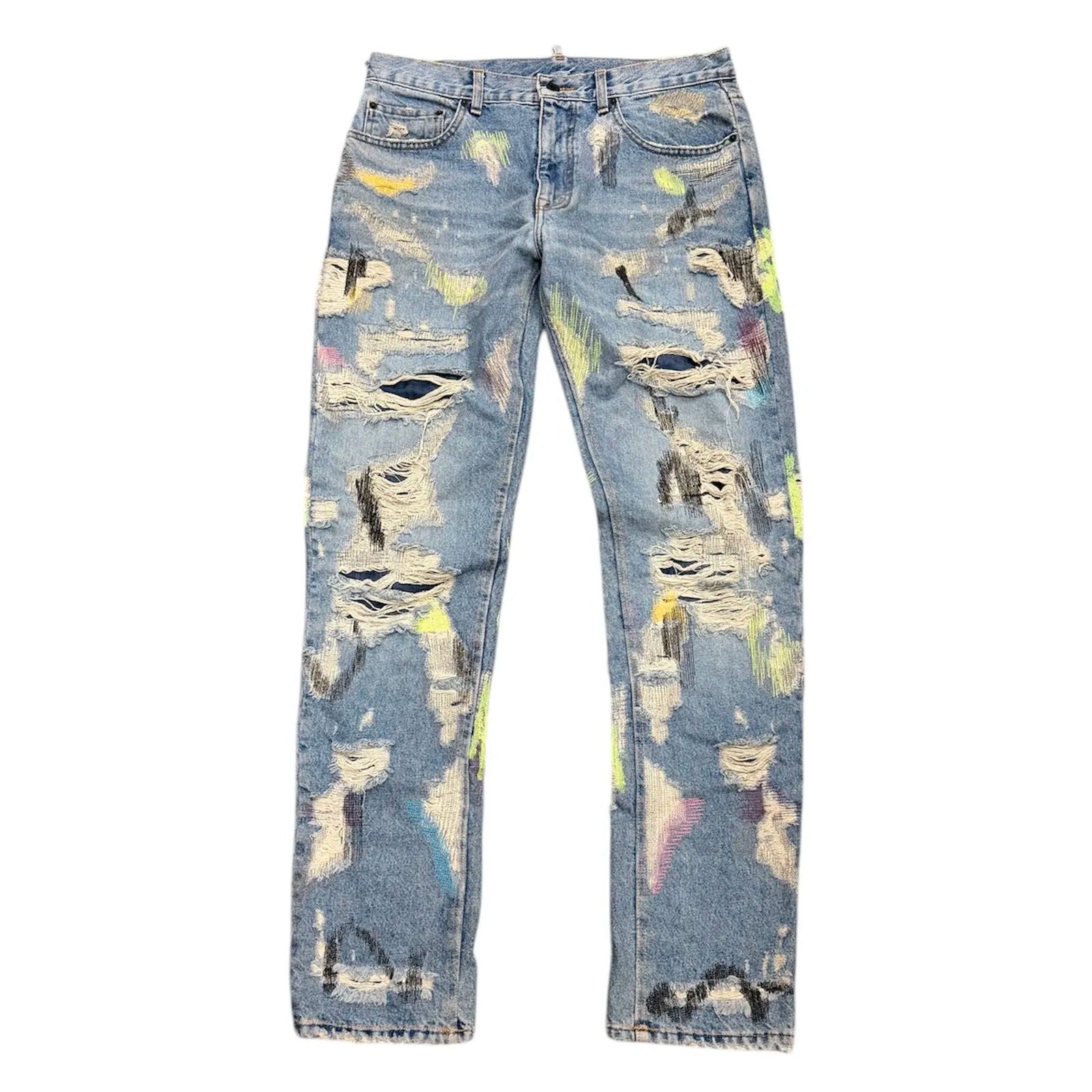 Vlone x Endless Embroidered and Distressed Denim Jeans Black - Preowned