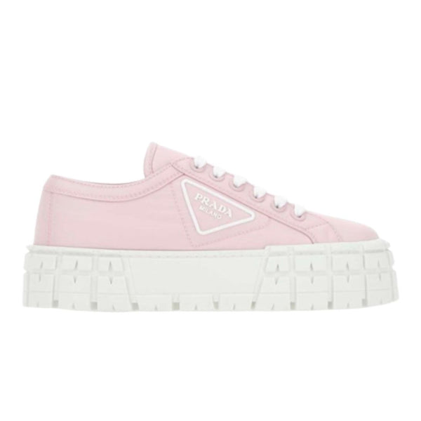 Prada Double Wheel Nylon Gabardine Sneakers (Alabaster Pink) - Preowned