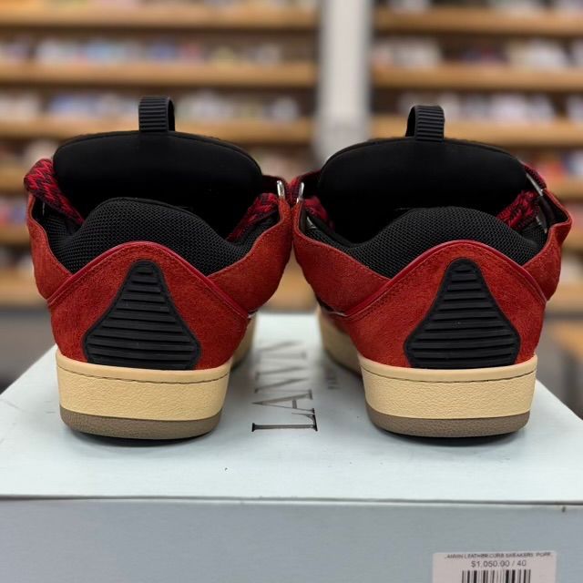 Lanvin Curb Leather Sneaker (Red/Black) - Preowned