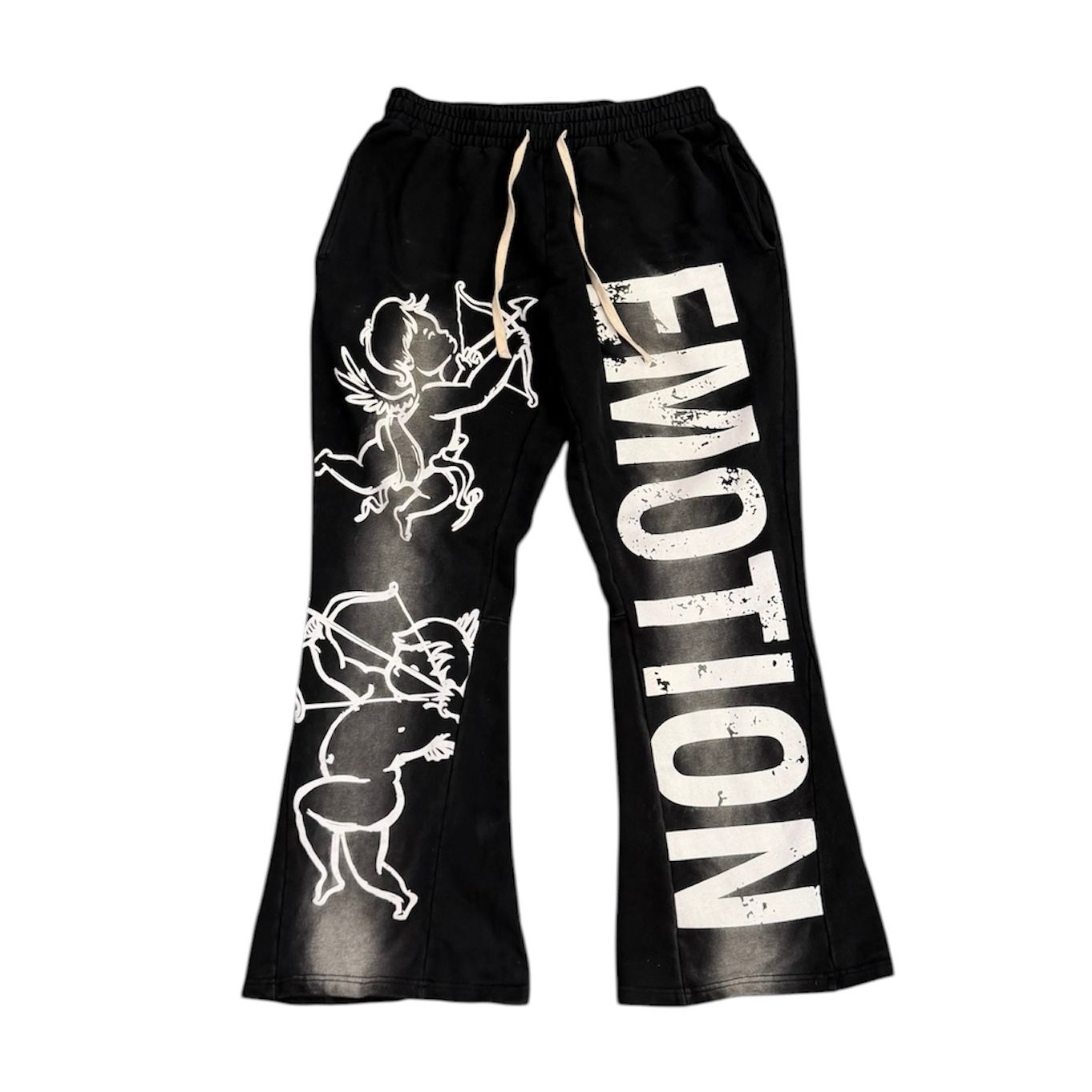 Mixed Emotion Black “Cupid” Flare Sweatpants