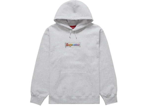 Supreme Bling Box Logo Hooded Sweatshirt Ash Grey