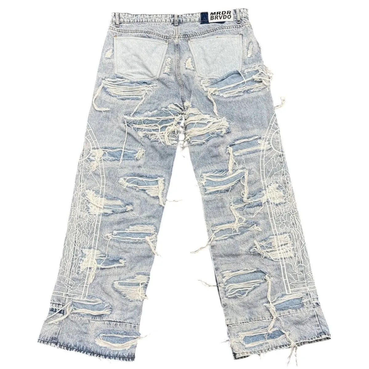 Who Decides War Distressed Straight Fit Jeans (Light Wash) - Preowned