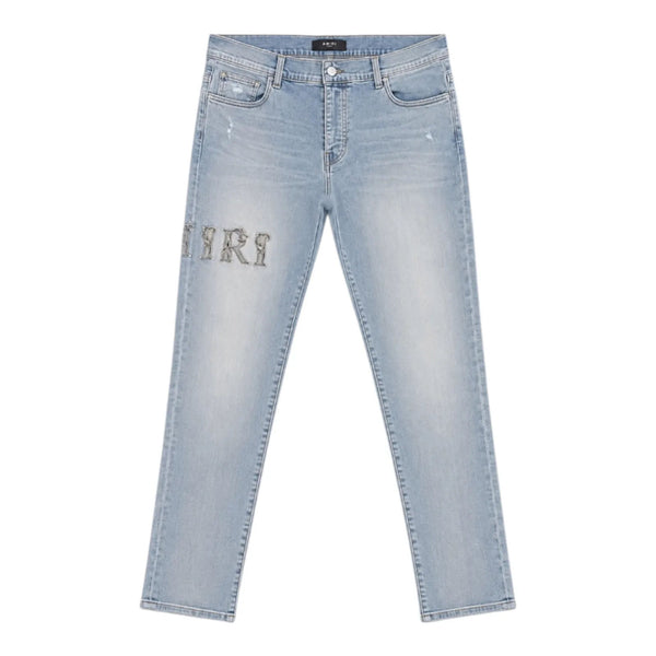 Amiri Antique Baroque Varsity Logo Jean (Light Blue) - Preowned