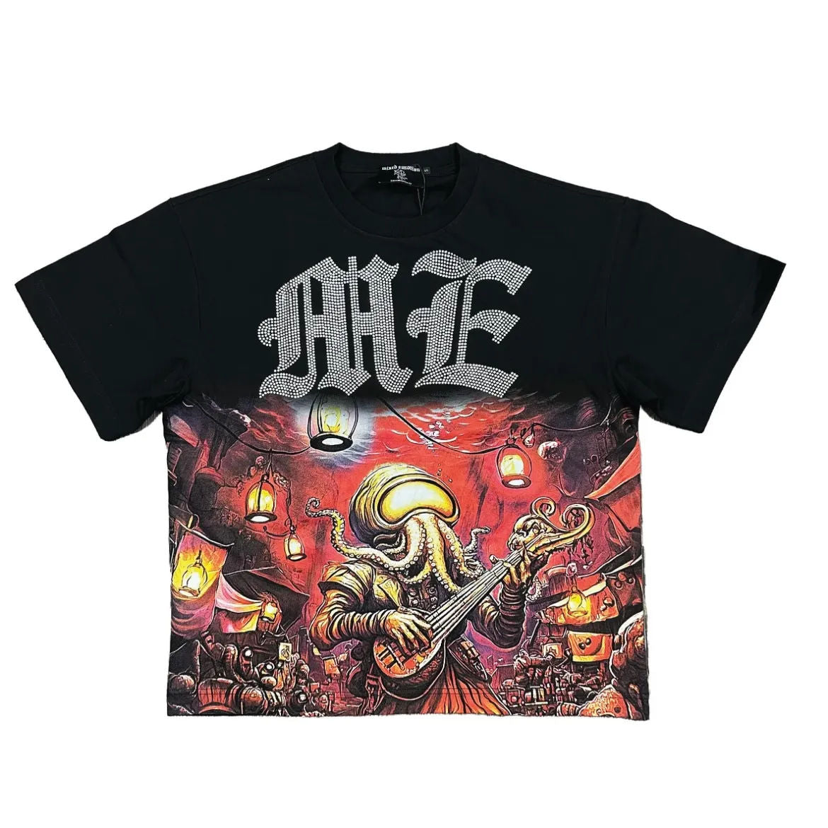 Mixed Emotion Octopus Rhinestone Tee (Black) - Preowned