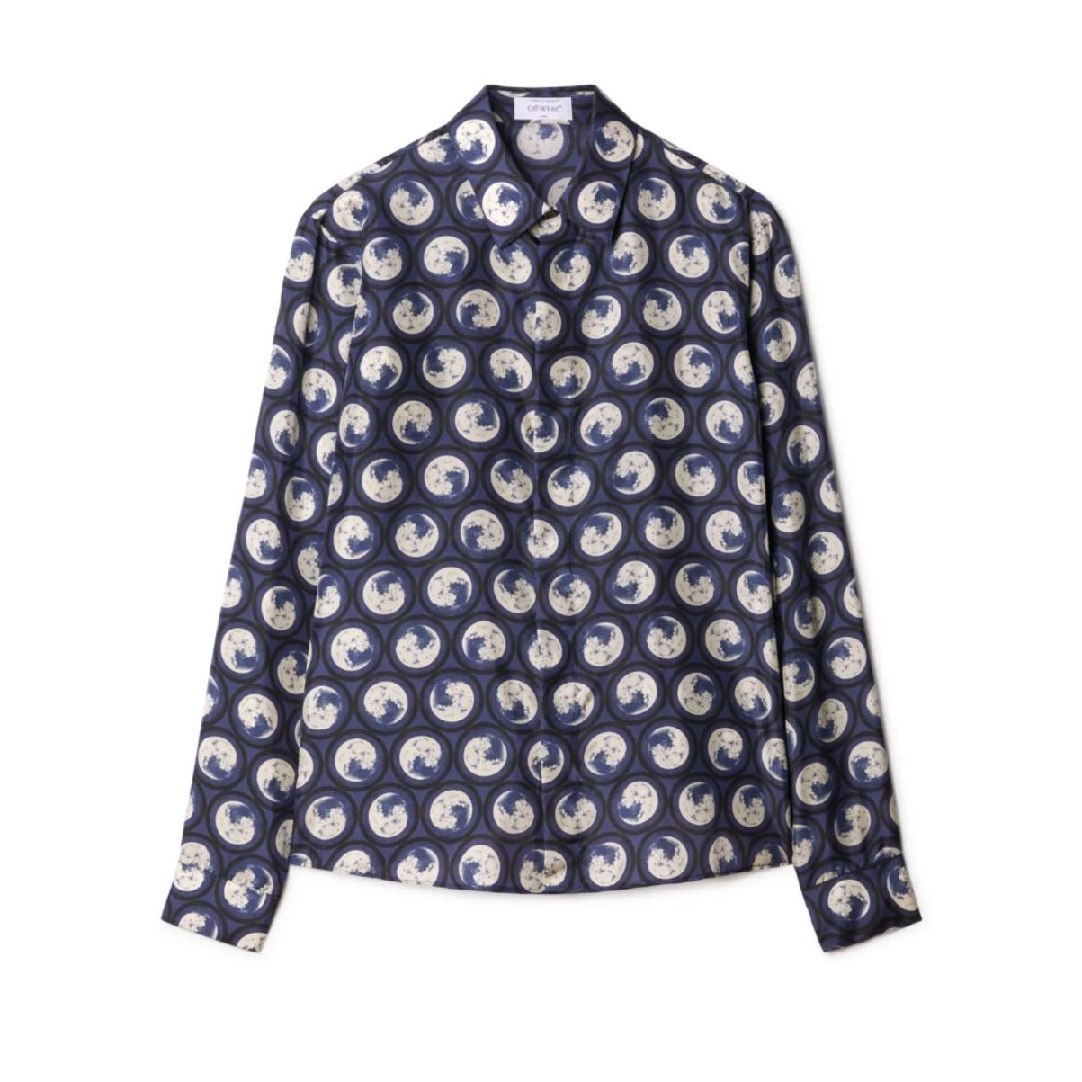 Off-White Moon AO Silk Shirt (Dark Blue) - Preowned