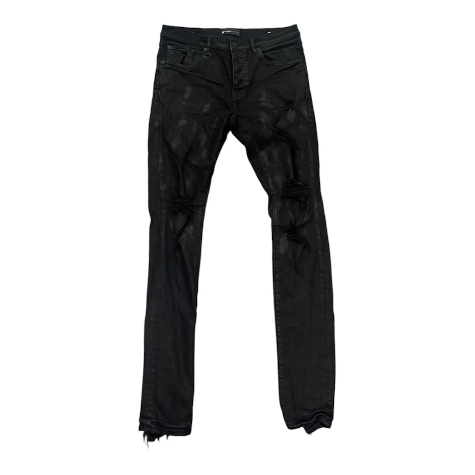 Purple Brand Waxed Splatter Jeans (Black) - Preowned