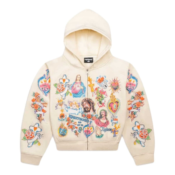 We Are Righteous Risen King Zip Up Hoodie (Cream)