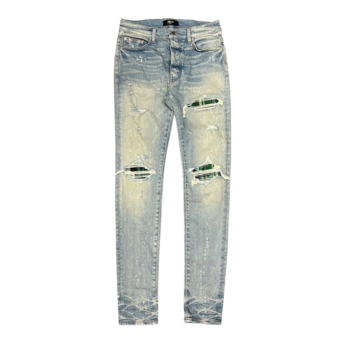 Amiri MX1 Plaid Patch Jean (Clay/Green Plaid) - Preowned