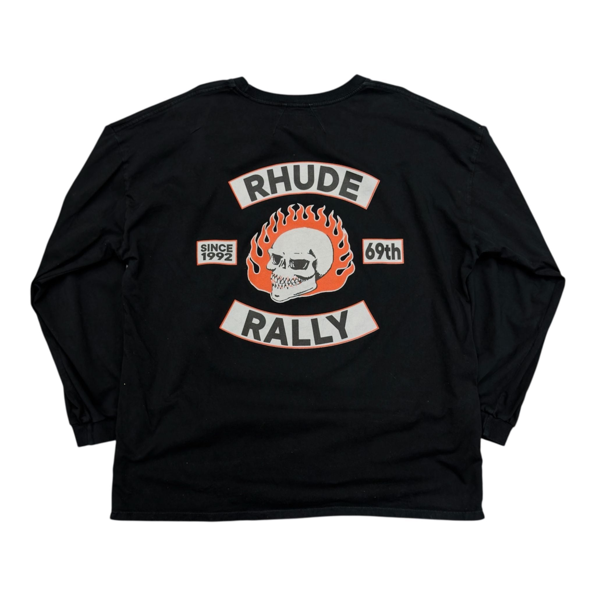Rhude 92 Rally Long-Sleeve Tee (Vintage Black) - Preowned