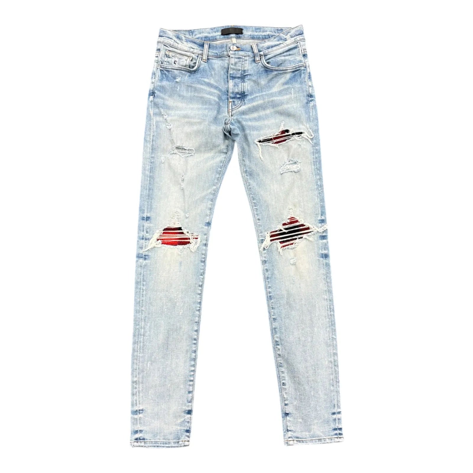Amiri MX1 Plaid Jean Clay Indigo Red - Preowned