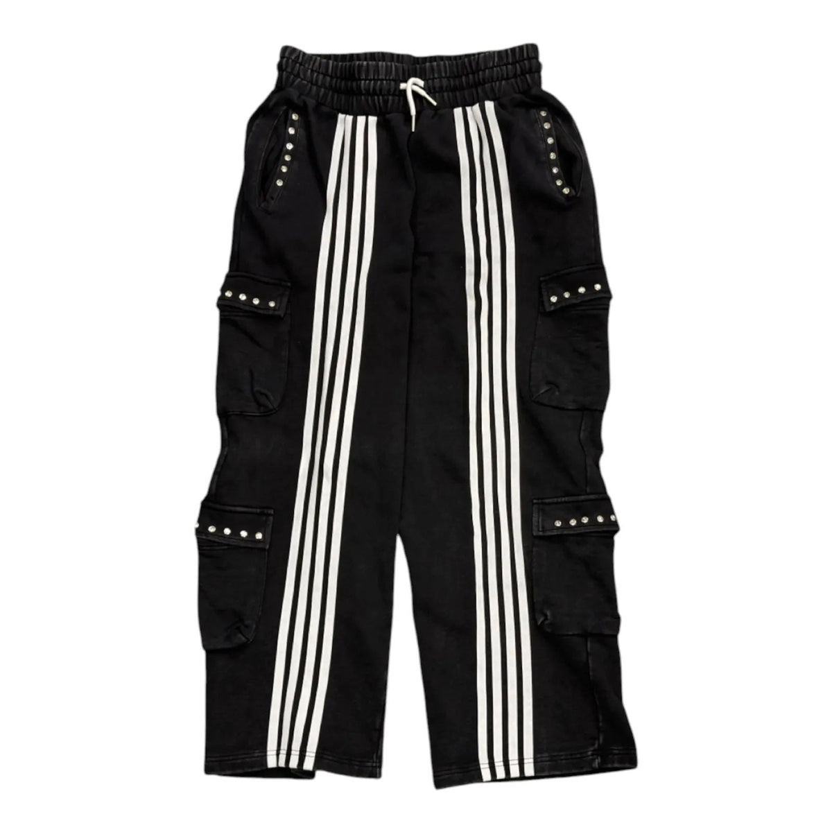Prestige Striped Rhinestone Sweatpants (Black) - Preowned
