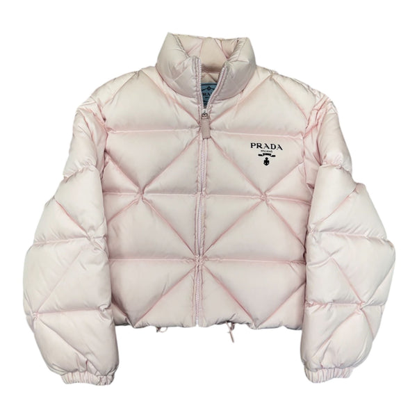 Prada Re-Nylon Gabardine Cropped Down Jacket (Pink) - Preowned