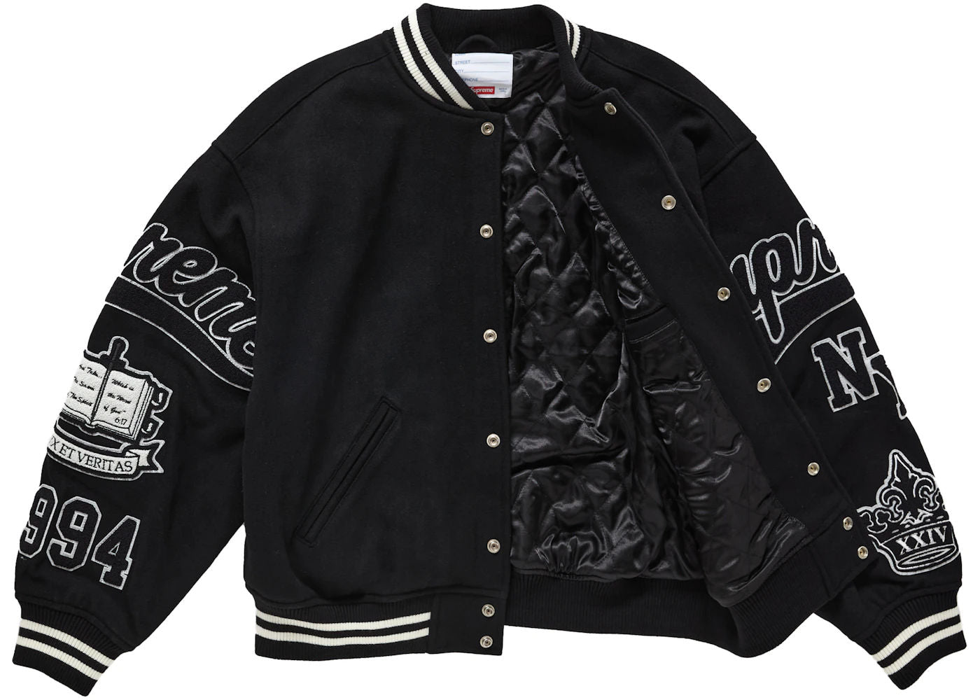 Supreme Veritas Varsity Jacket Black - Preowned