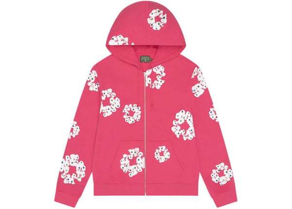 Denim Tears Rhinestone Cotton Wreath Zip Hoodie (Pink)