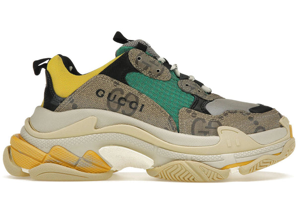 Gucci x Balenciaga The Hacker Project Triple S Beige Green Yellow - Preowned