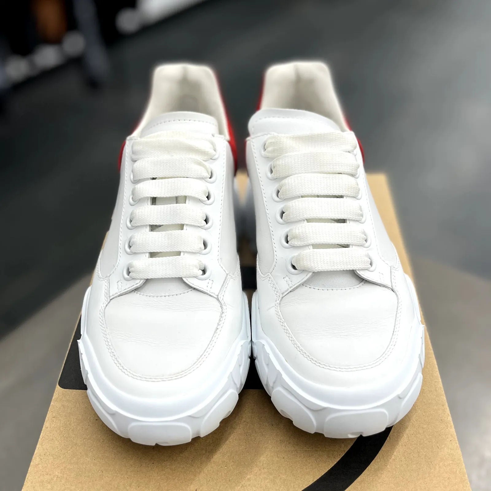 Alexander McQueen Oversized Court Trainer White Red - Preowned